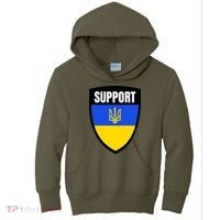 Tatical Support Ukrainian Flag Shield I Stand With Ukraine Military Kids Hoodie thumb 0