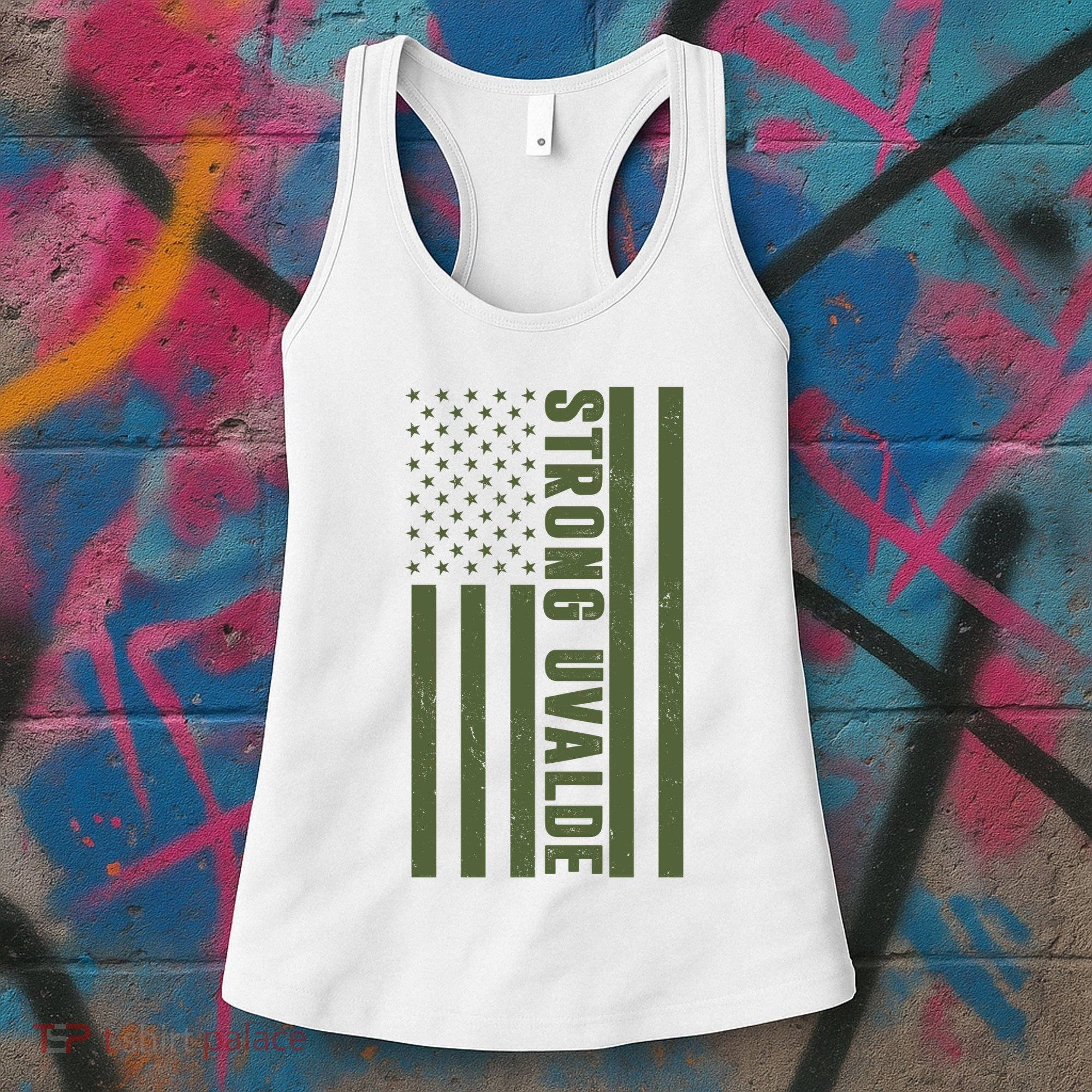 Texas Strong Uvalde United States Flag Women's Tank Top