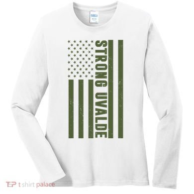 Texas Strong Uvalde United States Flag Women's Long Sleeve Shirt