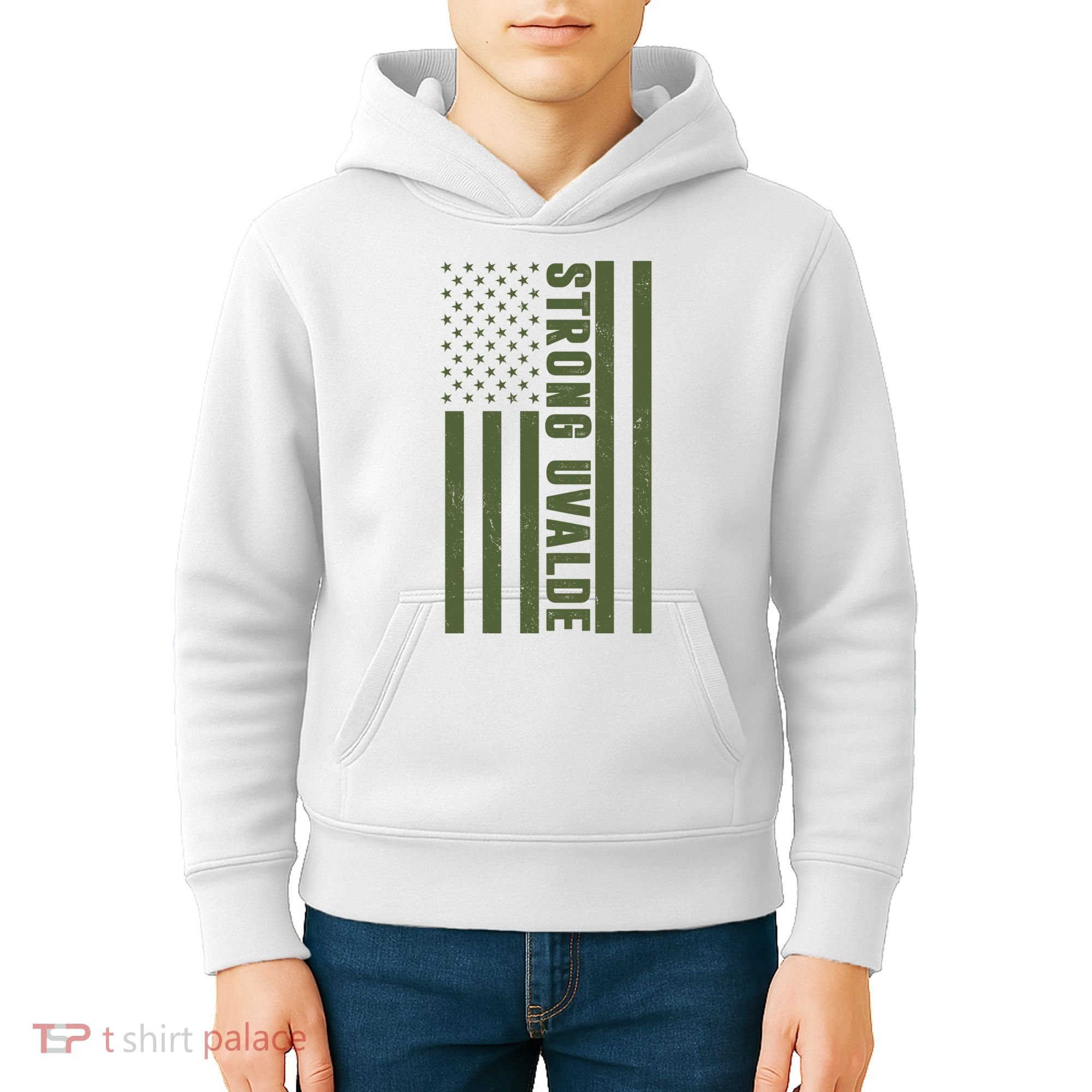 Texas Strong Uvalde United States Flag Kids Hoodie