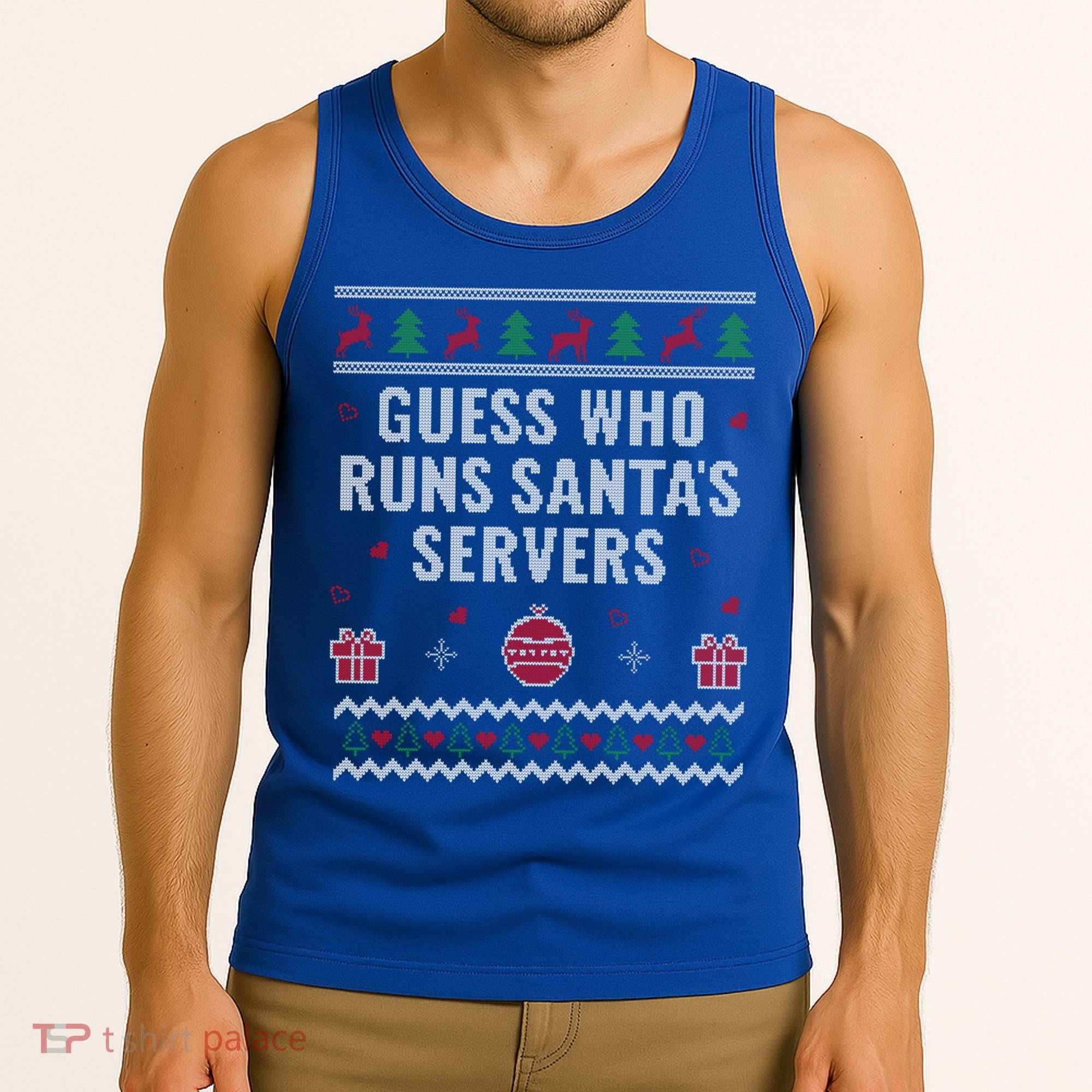Tech Support Ugly Christmas Funny Computer It Nerd Xmas Cool Gift Tank Top