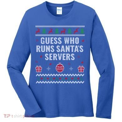 Tech Support Ugly Christmas Funny Computer It Nerd Xmas Cool Gift Women's Long Sleeve Shirt
