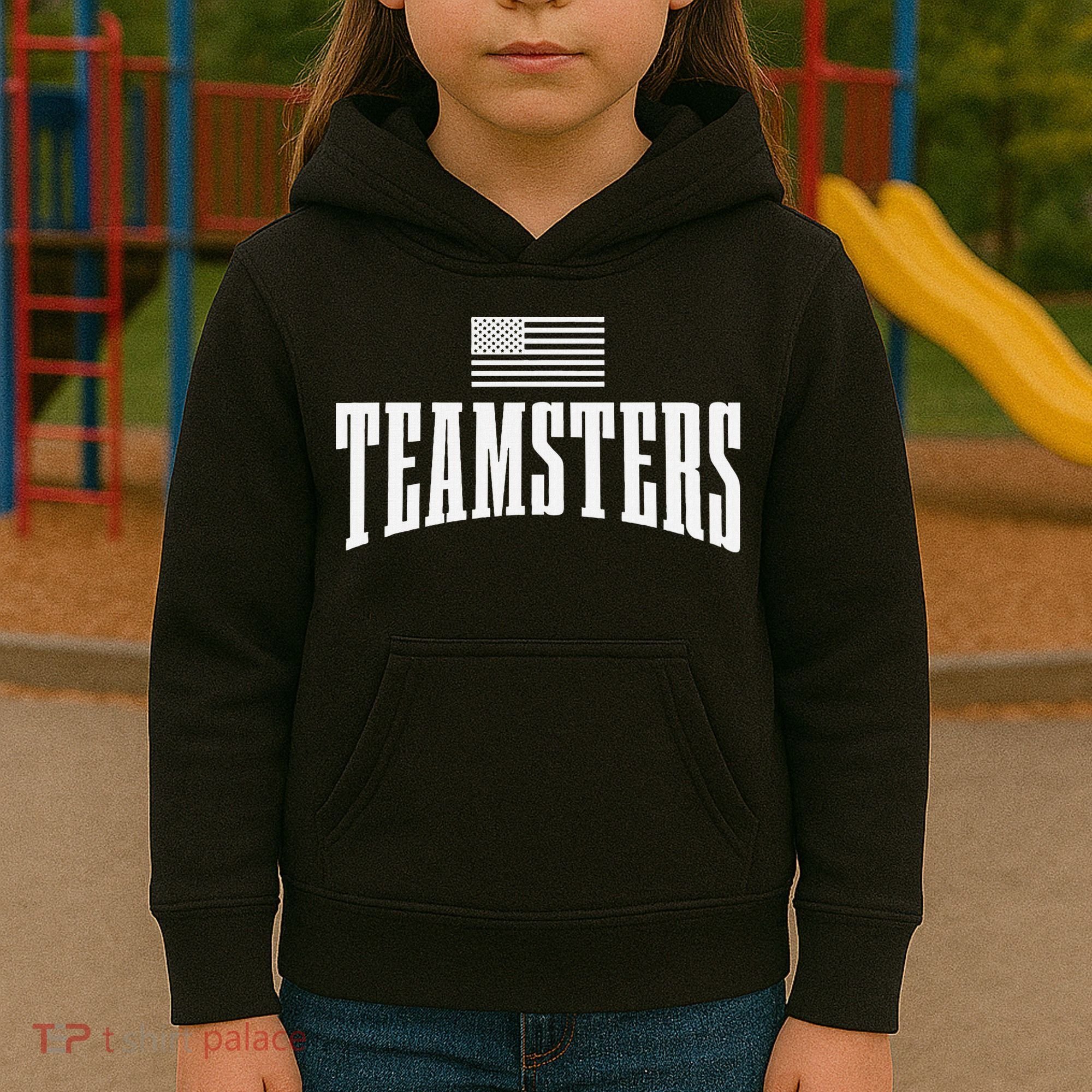 Teamsters Solidarity Union Worker Labor Protest Usa Flag Kids Hoodie