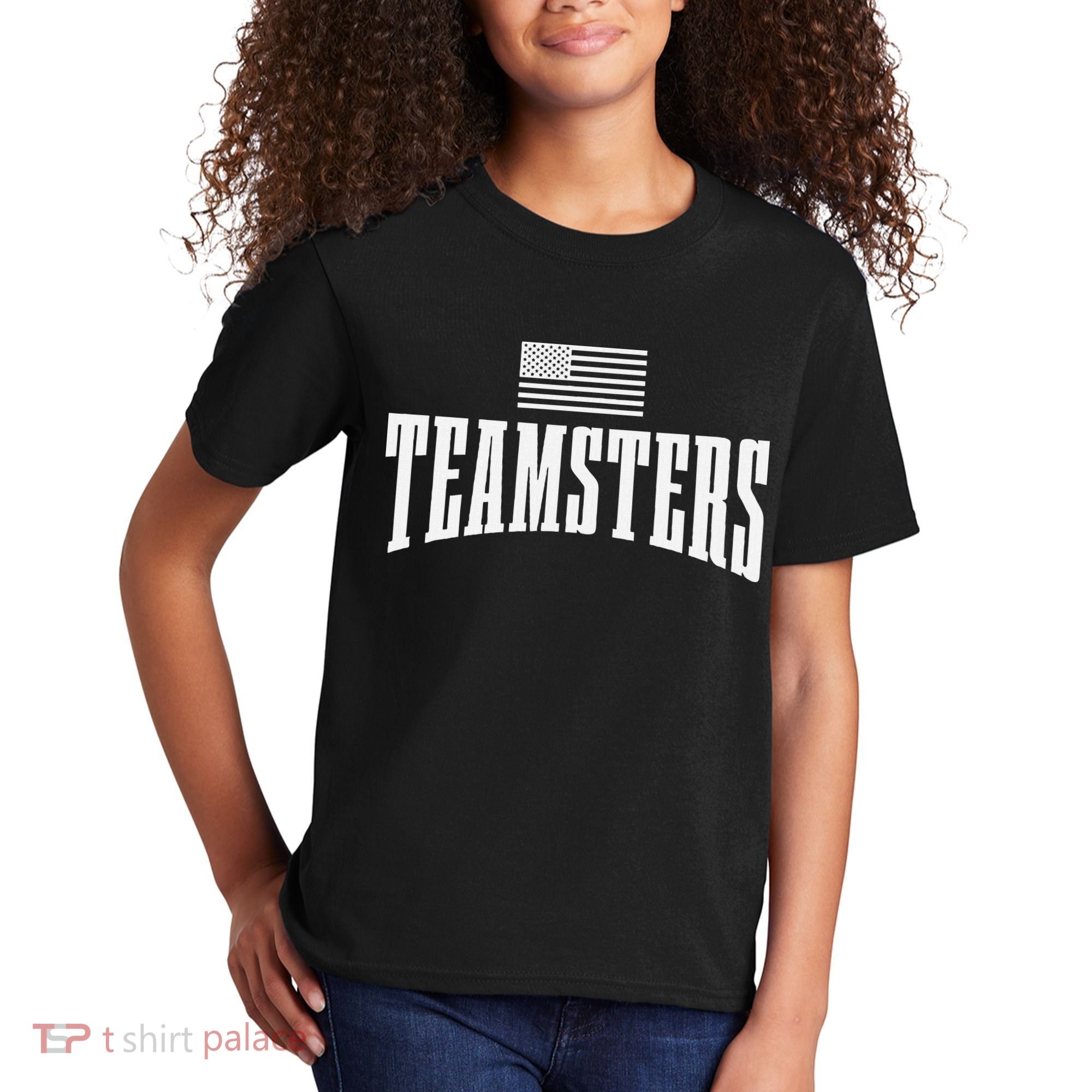 Teamsters Solidarity Union Worker Labor Protest Usa Flag Kids T-Shirt