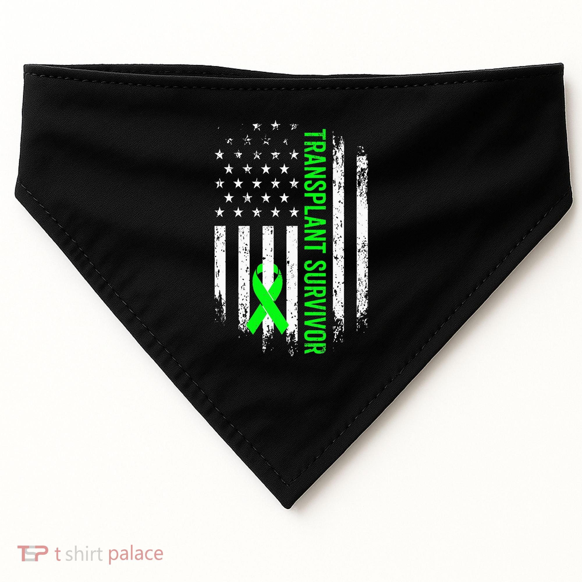 Transplant Survivor Warrior Liver Kidney Organ Recipient USA-Made Doggie Bandana
