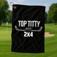 Top Titty 2x4 Funny Hockey Joke Golf Towel thumb 1