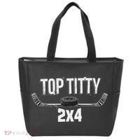Top Titty 2x4 Funny Hockey Joke Tote Bag thumb 0