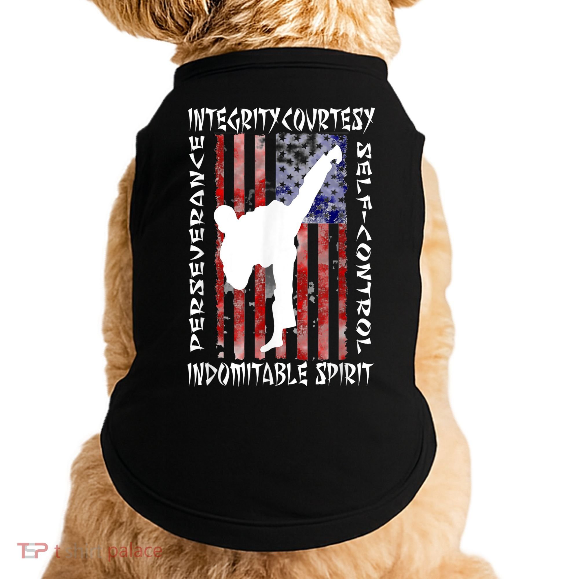 Taekwondo TKD 5 Tenets Taekwondo Martial Arts Kick White Doggie Tank