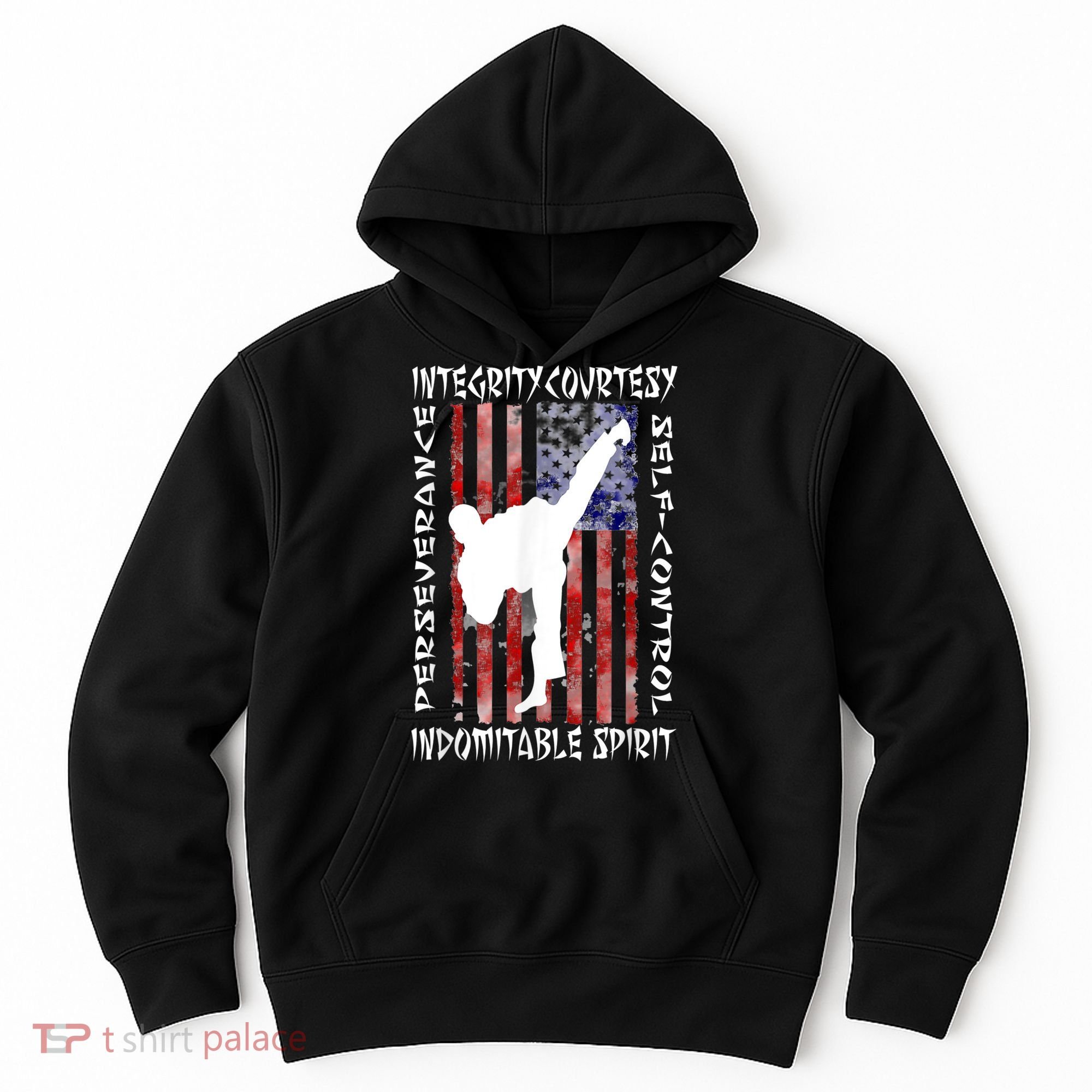 Taekwondo TKD 5 Tenets Taekwondo Martial Arts Kick White Hoodie
