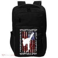 Taekwondo TKD 5 Tenets Taekwondo Martial Arts Kick White Impact Tech Backpack thumb 0