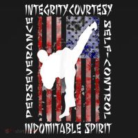 Taekwondo TKD 5 Tenets Taekwondo Martial Arts Kick White Button thumb 1