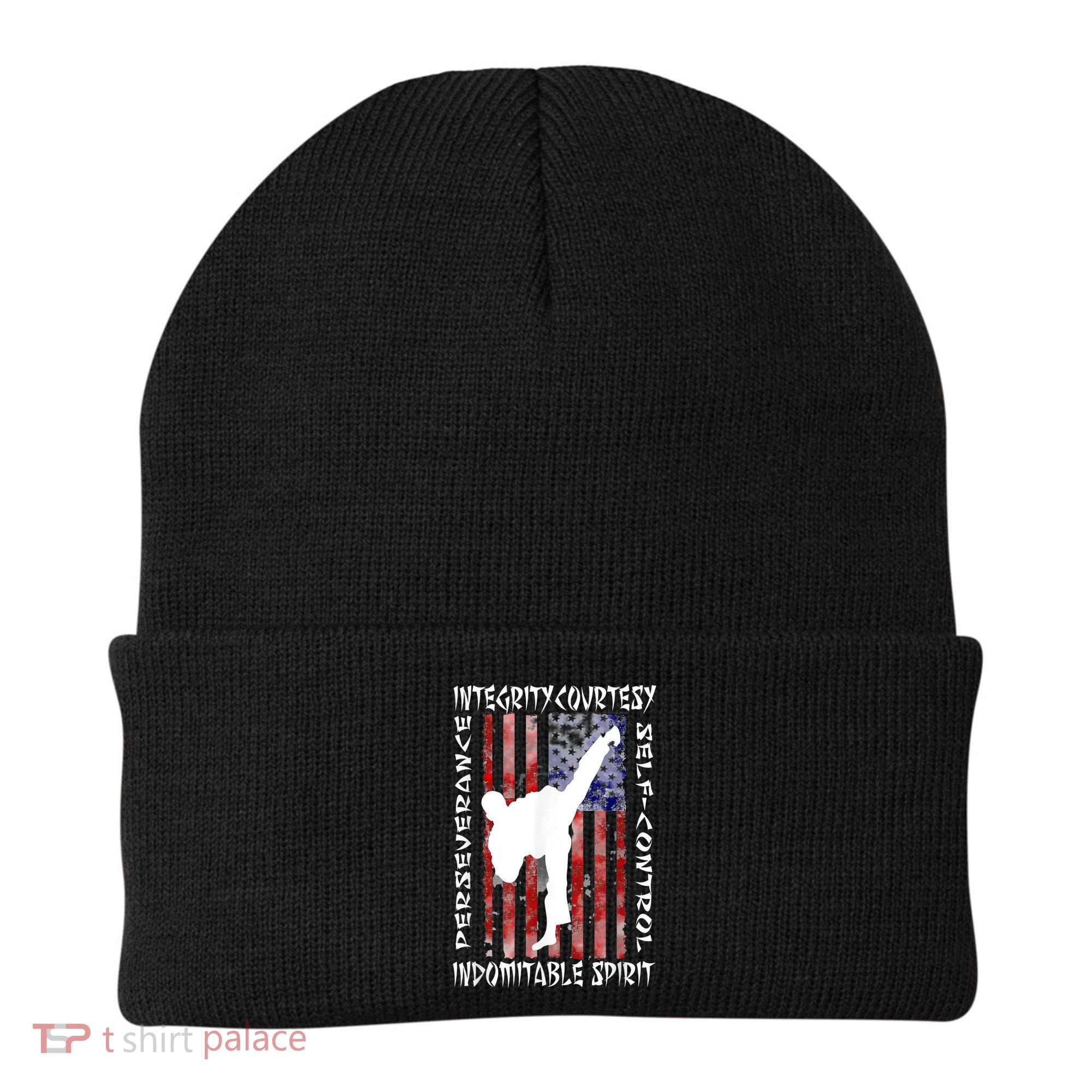 Taekwondo TKD 5 Tenets Taekwondo Martial Arts Kick White Beanie
