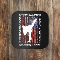 Taekwondo TKD 5 Tenets Taekwondo Martial Arts Kick White Coaster thumb 0