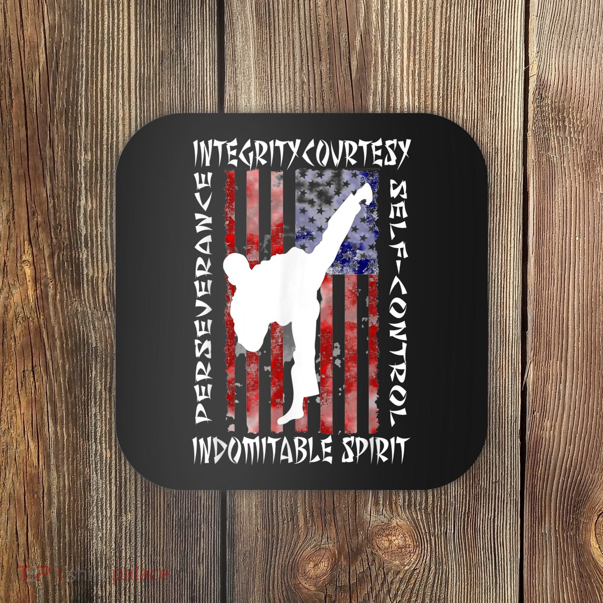 Taekwondo TKD 5 Tenets Taekwondo Martial Arts Kick White Coaster