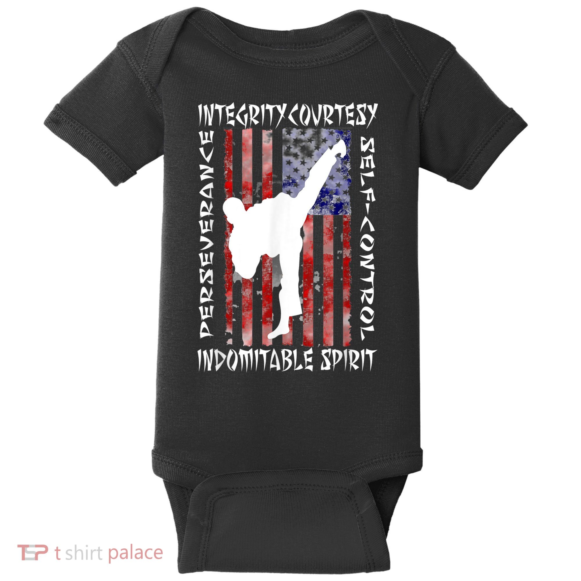 Taekwondo TKD 5 Tenets Taekwondo Martial Arts Kick White Baby Bodysuit