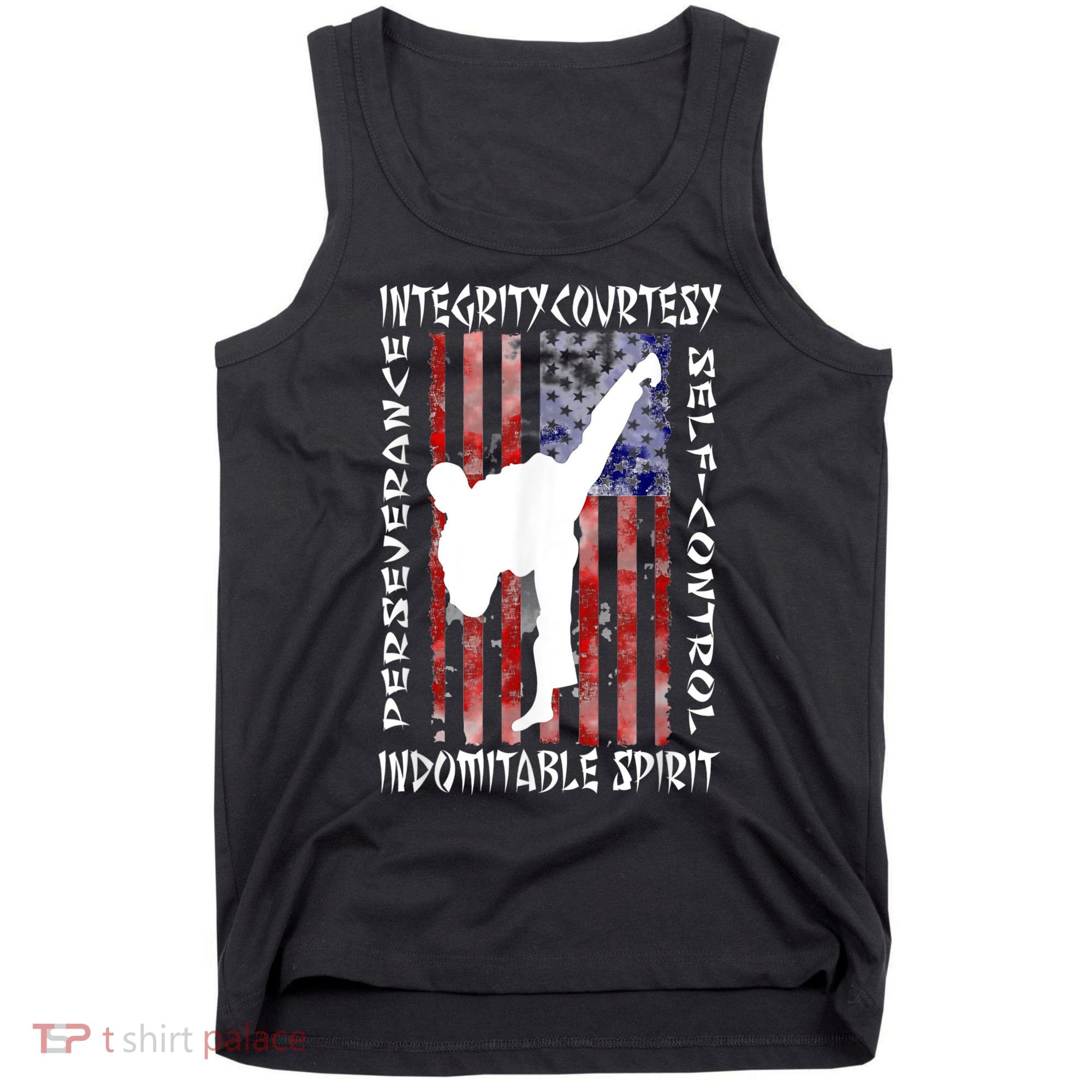 Taekwondo TKD 5 Tenets Taekwondo Martial Arts Kick White Tank Top