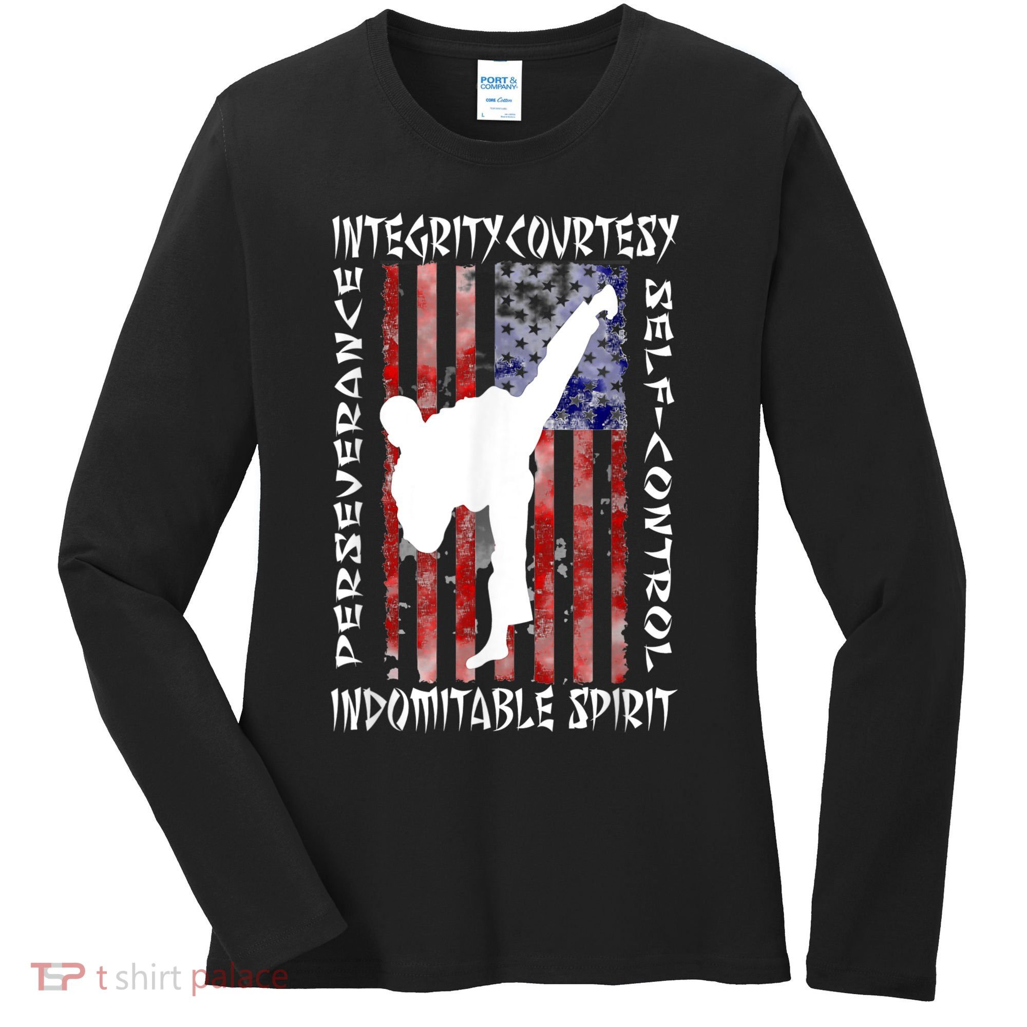 Taekwondo TKD 5 Tenets Taekwondo Martial Arts Kick White Women's Long Sleeve Shirt