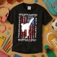 Taekwondo TKD 5 Tenets Taekwondo Martial Arts Kick White Kids T-Shirt thumb 3