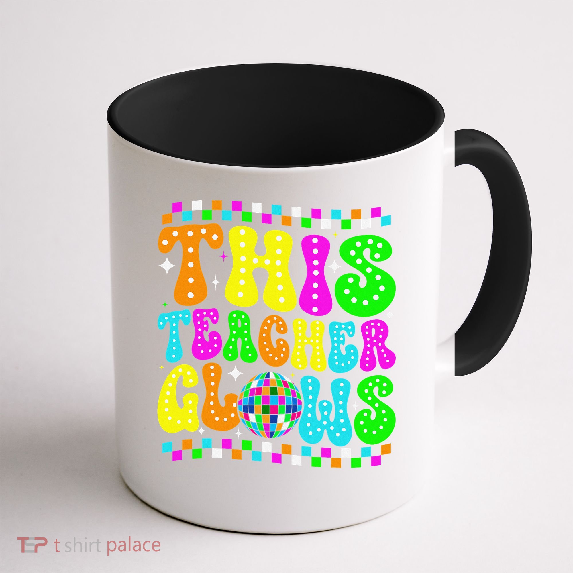 This Teacher 80s 90s Teacherss Day Glows Last Day Of School Coffee Mug