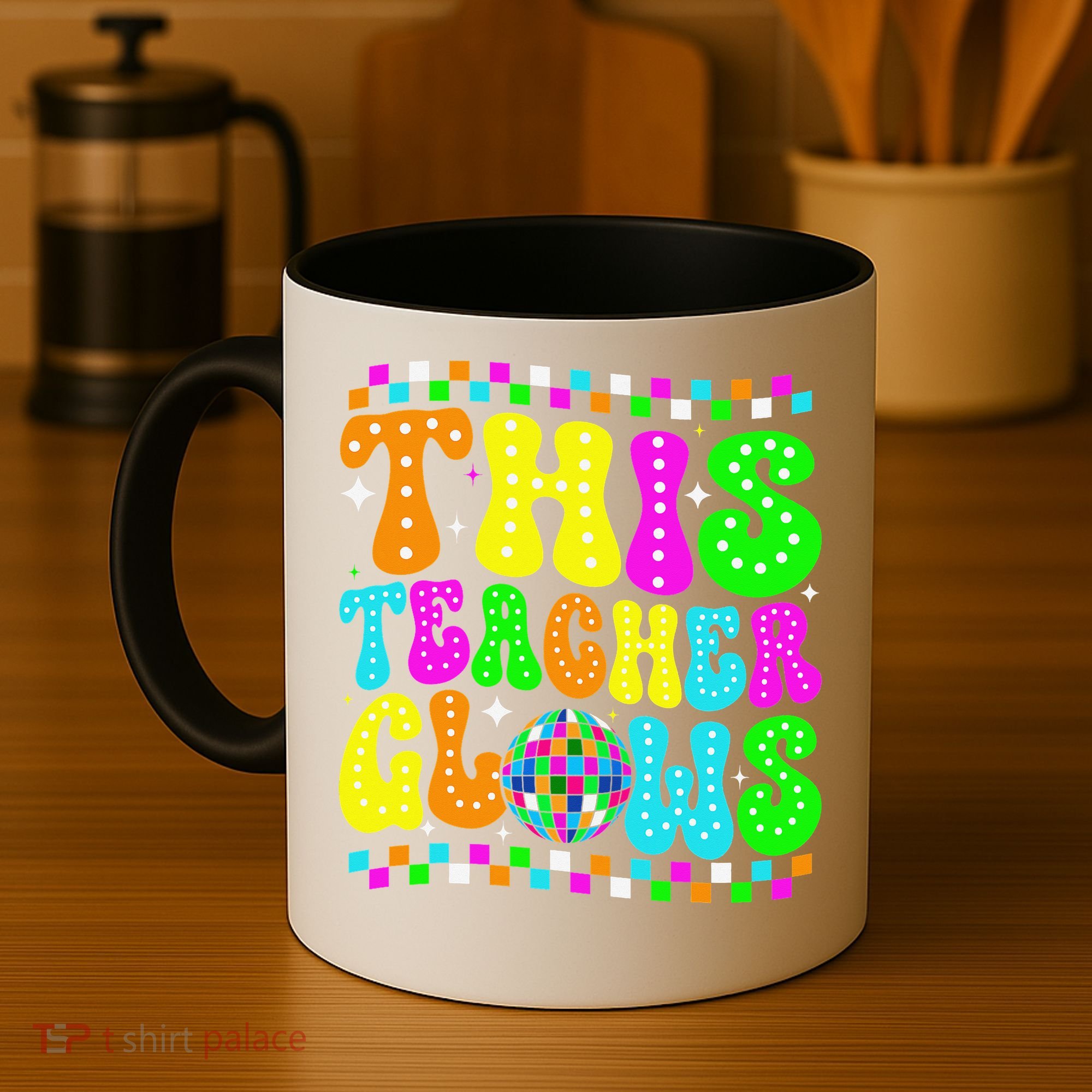 This Teacher 80s 90s Teacherss Day Glows Last Day Of School Coffee Mug