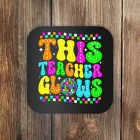 This Teacher 80s 90s Teacherss Day Glows Last Day Of School Coaster thumb 0