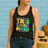 This Teacher 80s 90s Teacherss Day Glows Last Day Of School Women's Tank Top thumb 2