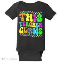 This Teacher 80s 90s Teacherss Day Glows Last Day Of School Baby Bodysuit thumb 0