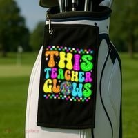This Teacher 80s 90s Teacherss Day Glows Last Day Of School Golf Towel thumb 2