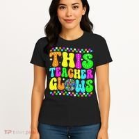 This Teacher 80s 90s Teacherss Day Glows Last Day Of School Women's T-Shirt thumb 4