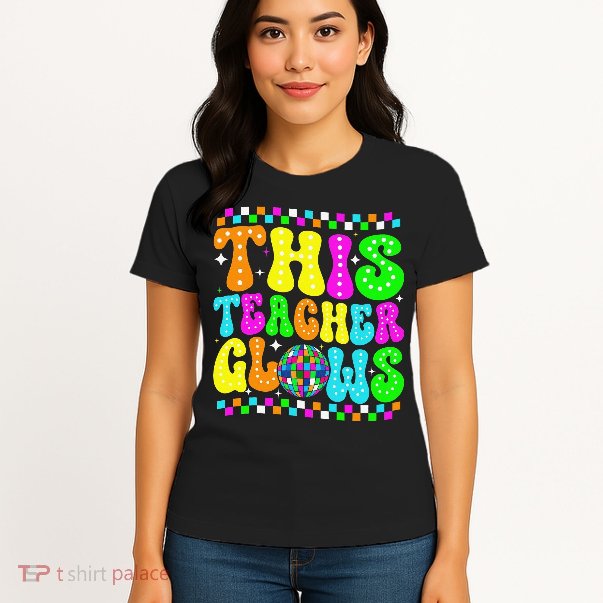 This Teacher 80s 90s Teacherss Day Glows Last Day Of School Women's T-Shirt
