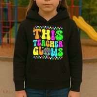 This Teacher 80s 90s Teacherss Day Glows Last Day Of School Kids Hoodie thumb 3