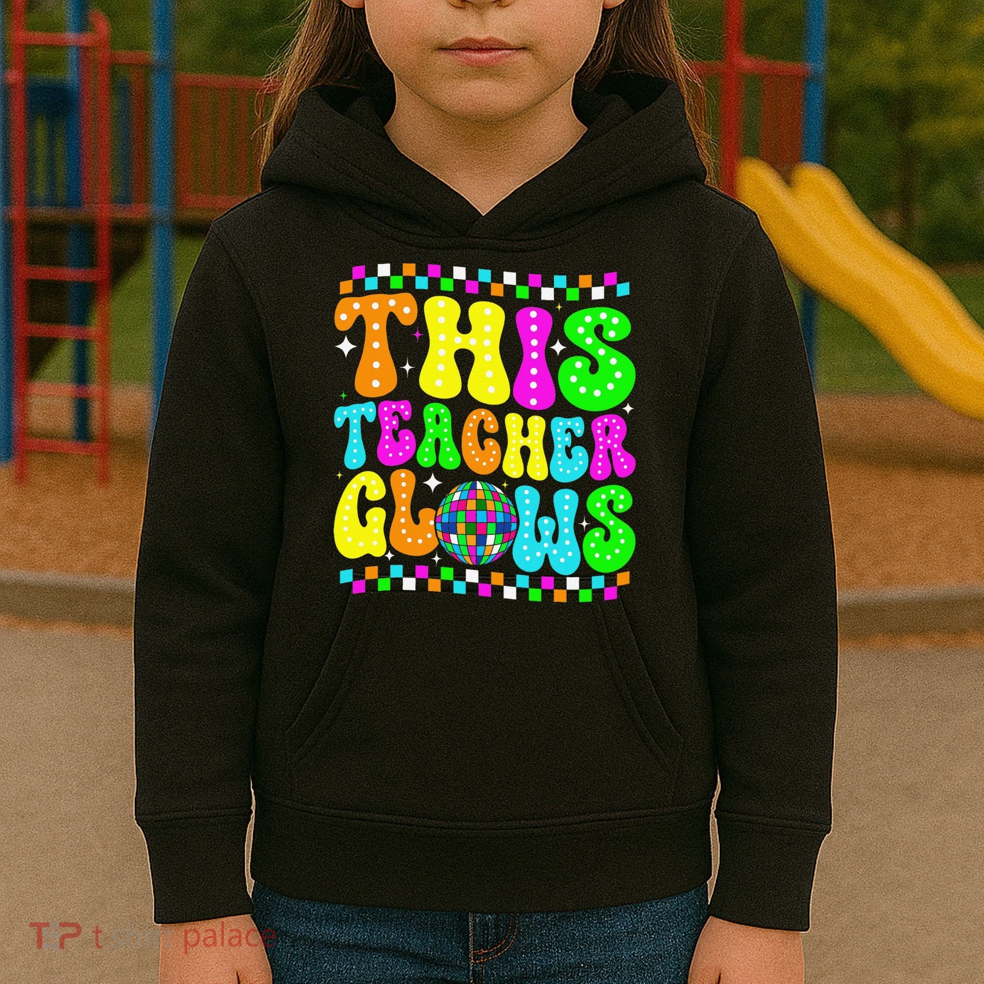 This Teacher 80s 90s Teacherss Day Glows Last Day Of School Kids Hoodie