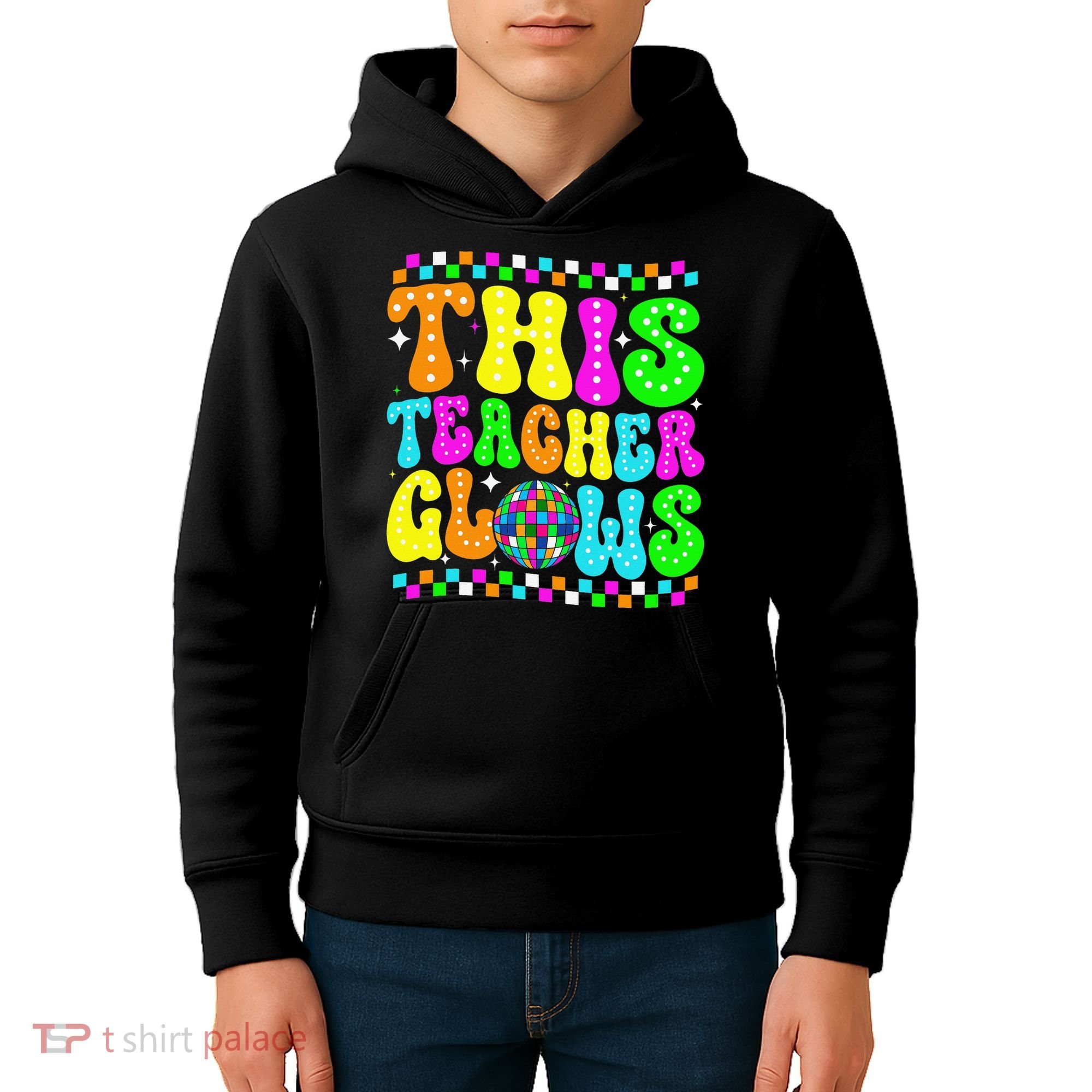 This Teacher 80s 90s Teacherss Day Glows Last Day Of School Kids Hoodie