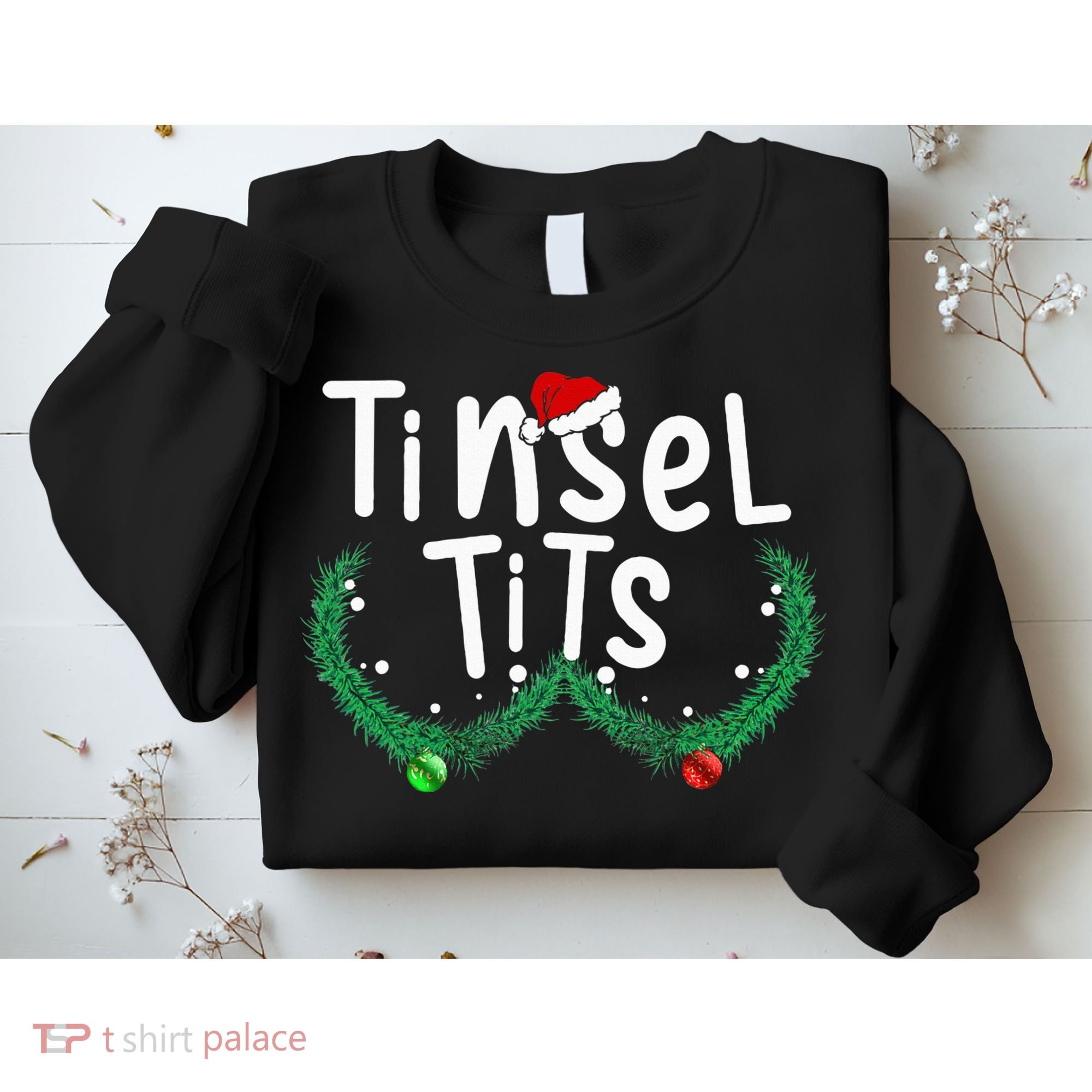 Tinsel Tits And Jingle Balls Funny Matching Christmas Couple Sweatshirt