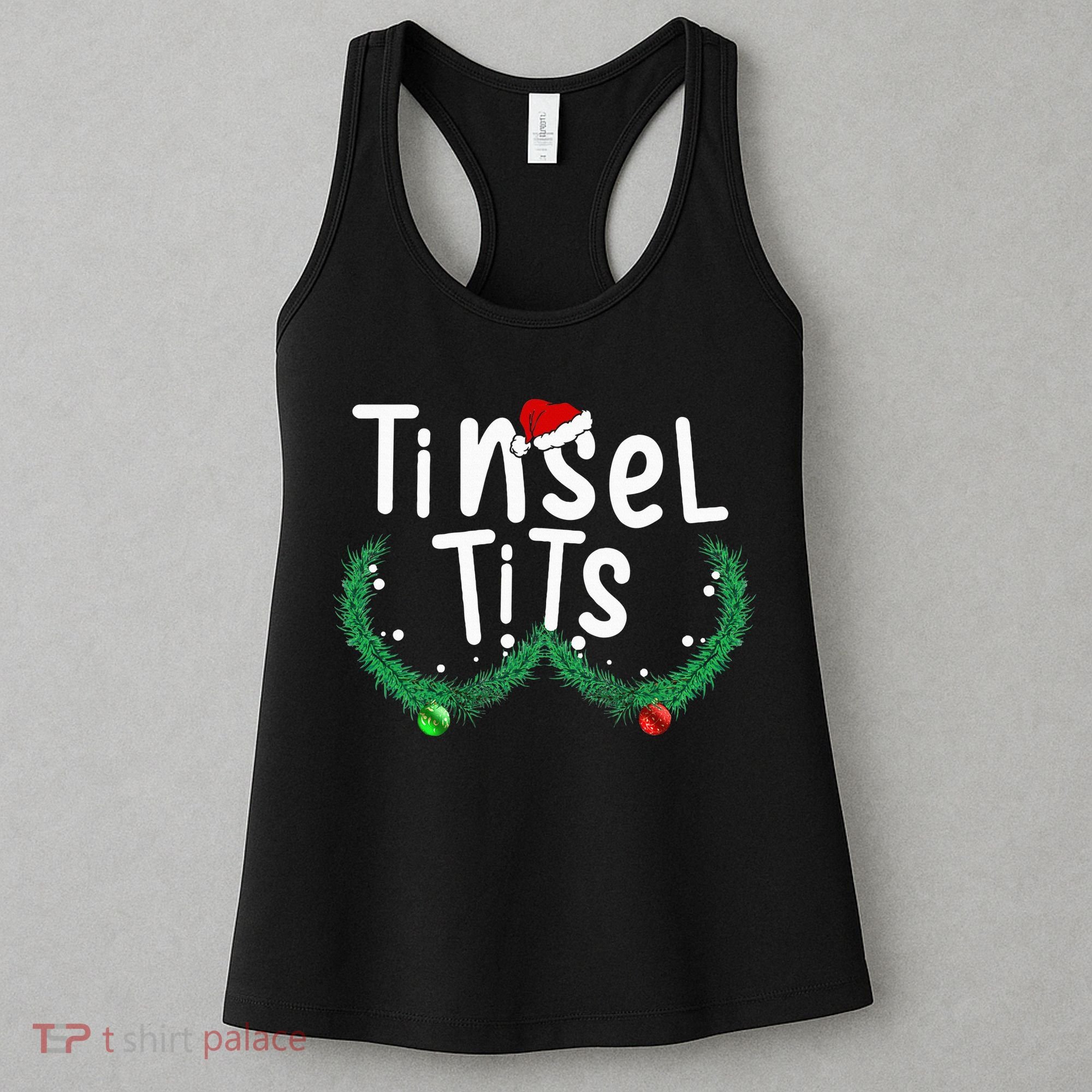 Tinsel Tits And Jingle Balls Funny Matching Christmas Couple Women's Tank Top