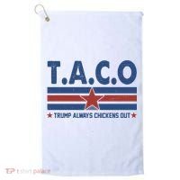 TACO Trump Always Chickens Out Funny Golf Towel thumb 0