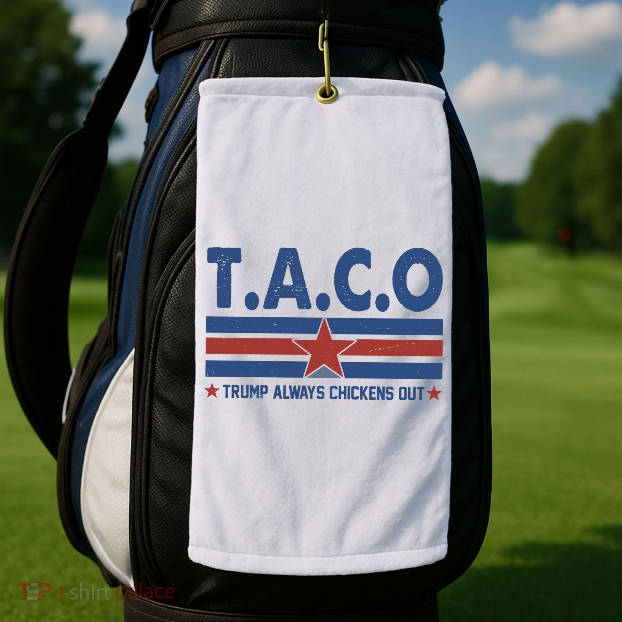 TACO Trump Always Chickens Out Funny Golf Towel