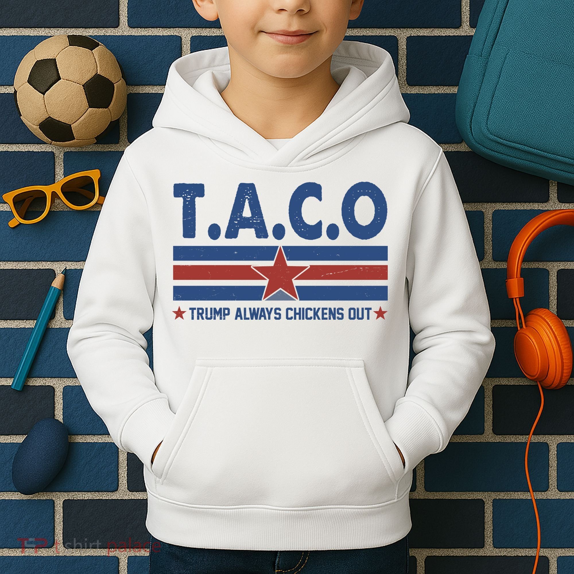 TACO Trump Always Chickens Out Funny Kids Hoodie