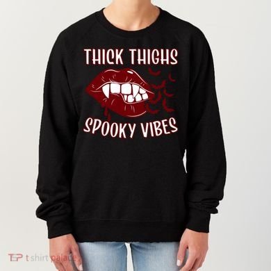 Thick Thighs And Spooky Vibes Vampire Bat Lips Gift Women's Sweatshirt