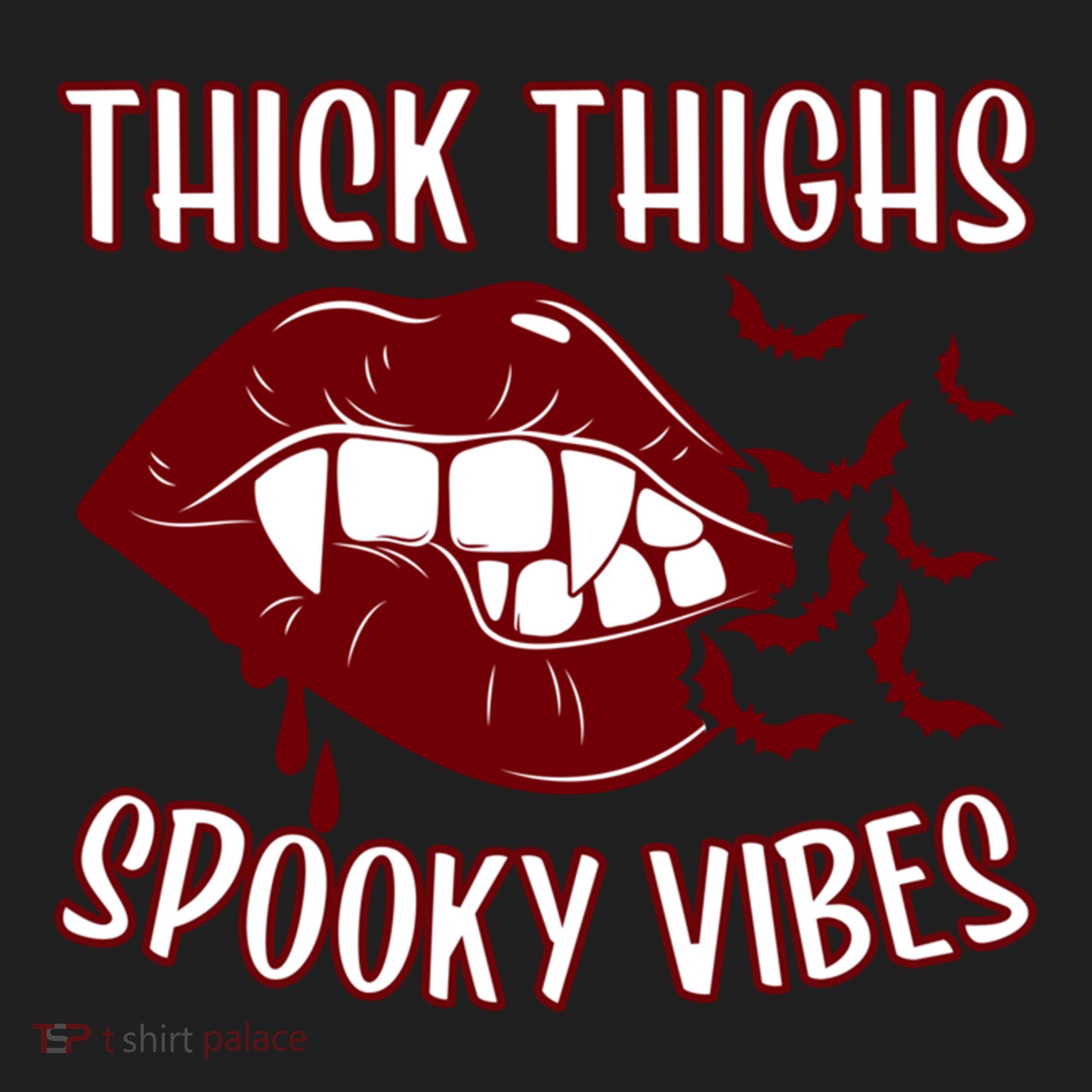 Thick Thighs And Spooky Vibes Vampire Bat Lips Gift Women's Sweatshirt