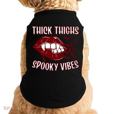 Thick Thighs And Spooky Vibes Vampire Bat Lips Gift Doggie Tank