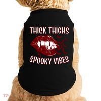 Thick Thighs And Spooky Vibes Vampire Bat Lips Gift Doggie Tank thumb 0