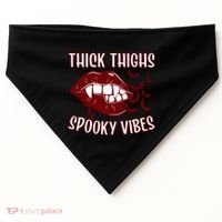 Thick Thighs And Spooky Vibes Vampire Bat Lips Gift USA-Made Doggie Bandana thumb 0