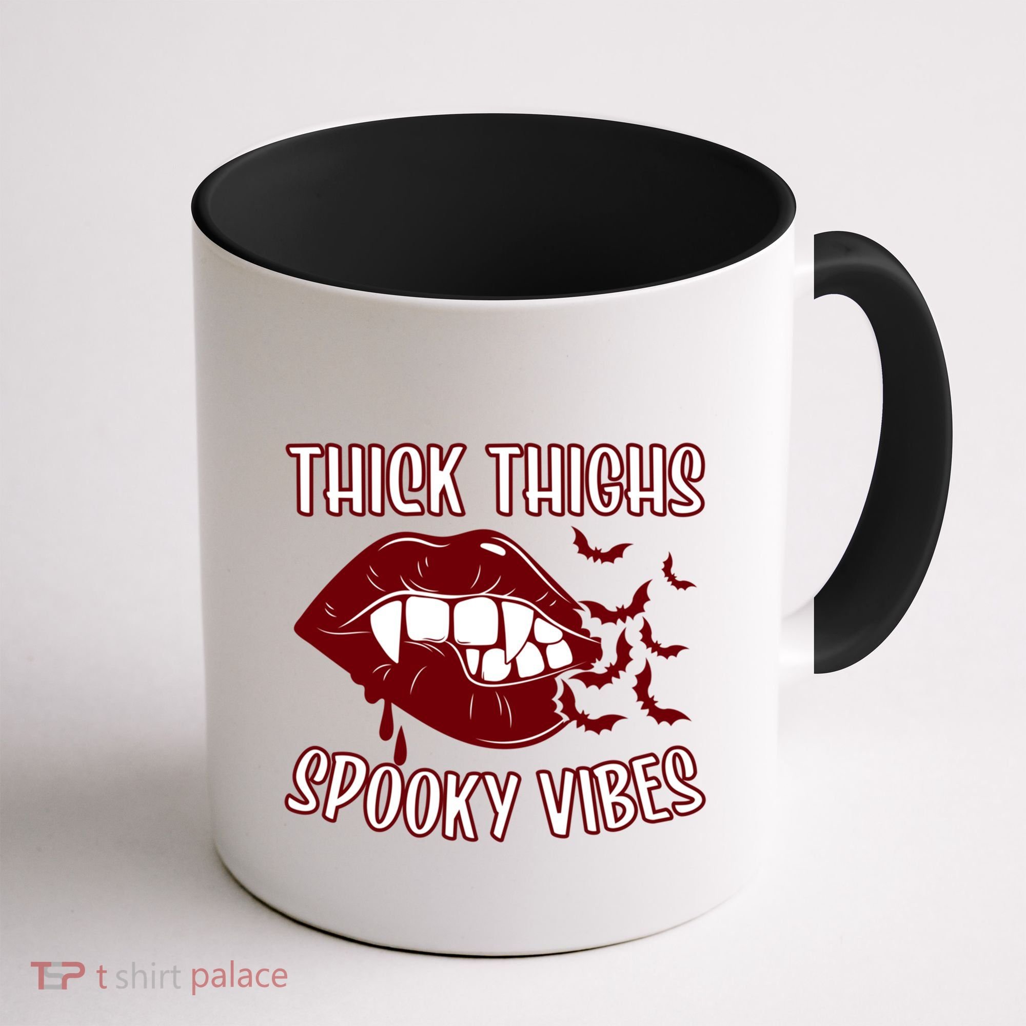 Thick Thighs And Spooky Vibes Vampire Bat Lips Gift Coffee Mug