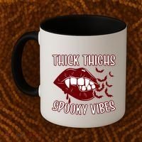 Thick Thighs And Spooky Vibes Vampire Bat Lips Gift Coffee Mug thumb 2