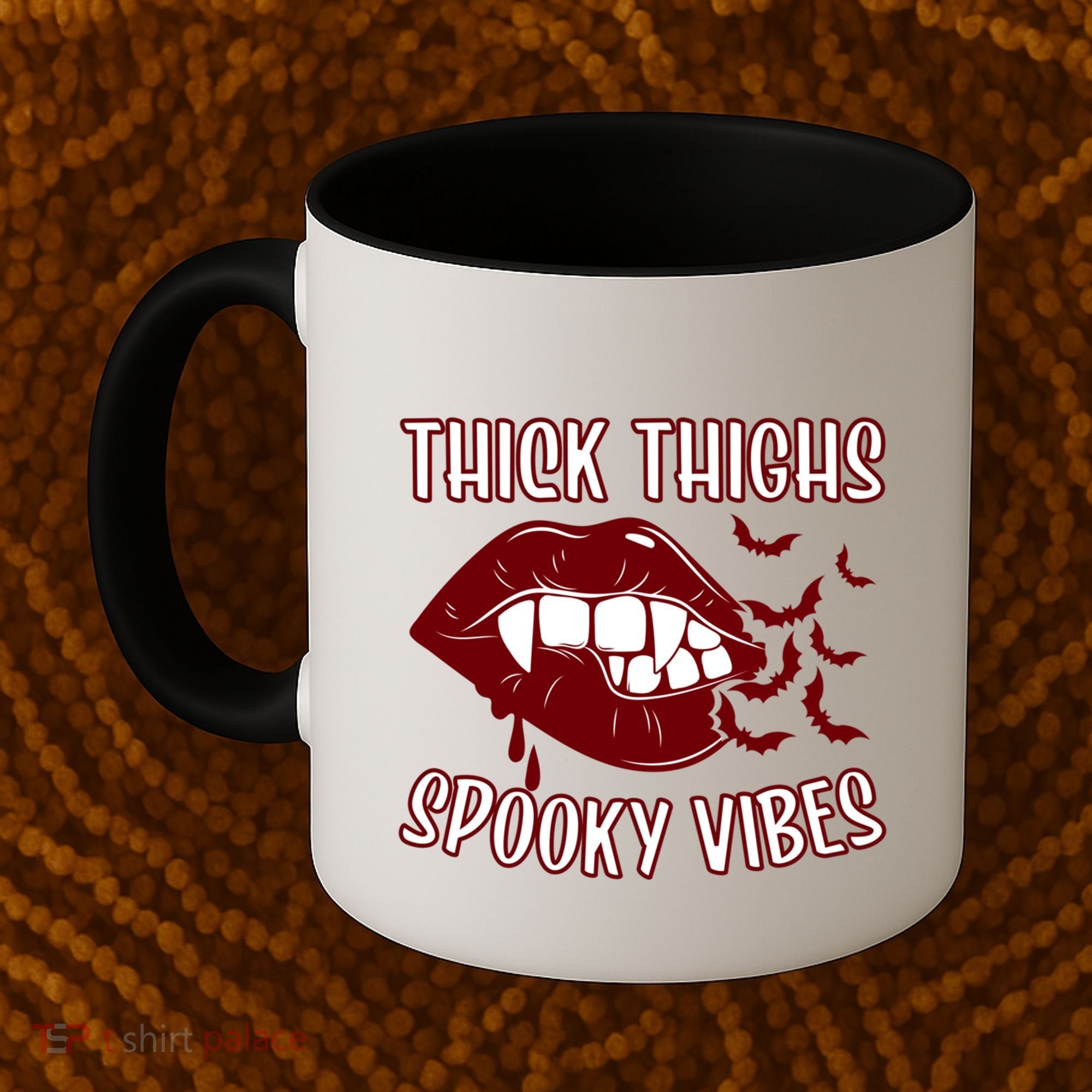 Thick Thighs And Spooky Vibes Vampire Bat Lips Gift Coffee Mug