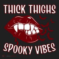 Thick Thighs And Spooky Vibes Vampire Bat Lips Gift Beanie thumb 2