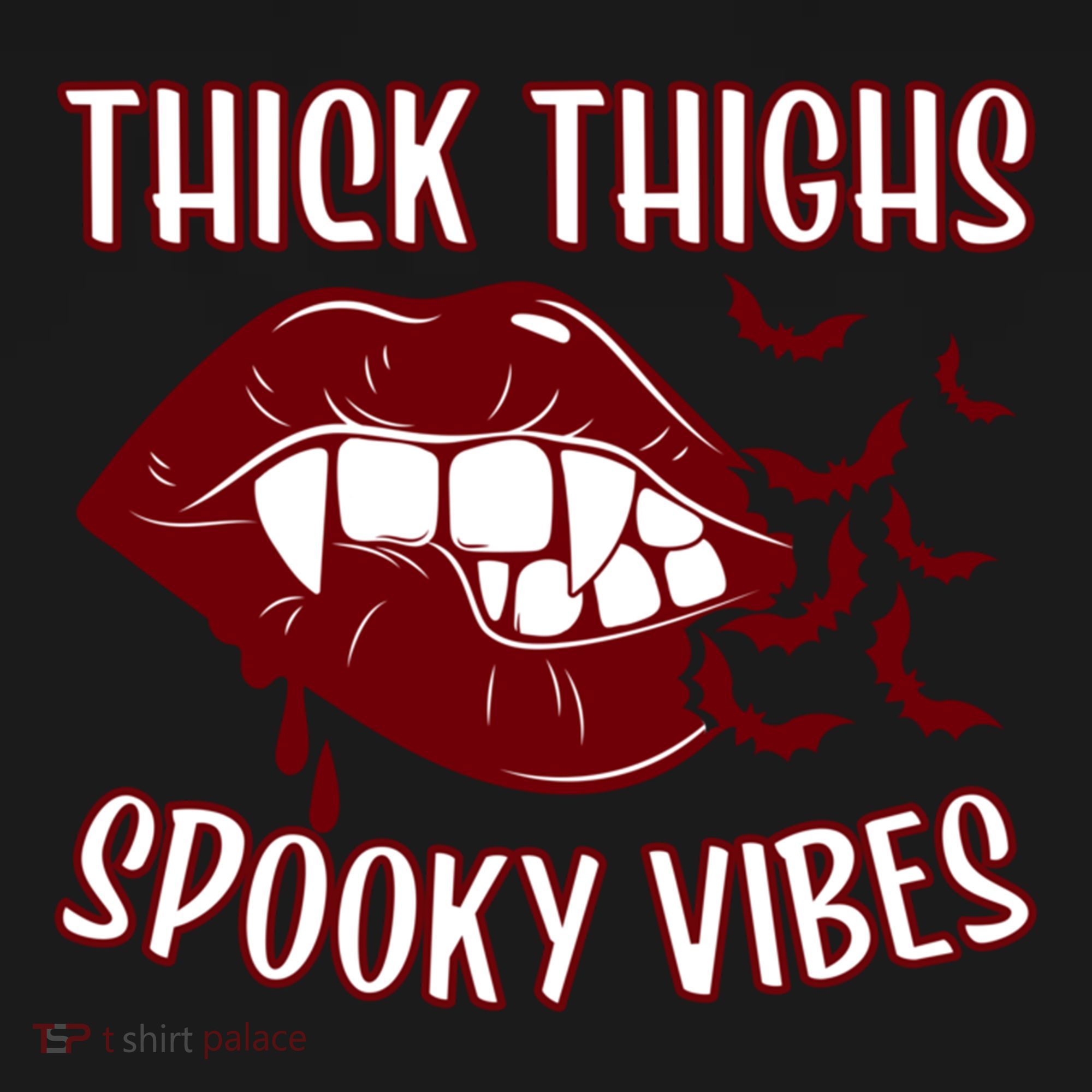 Thick Thighs And Spooky Vibes Vampire Bat Lips Gift Pajama Set