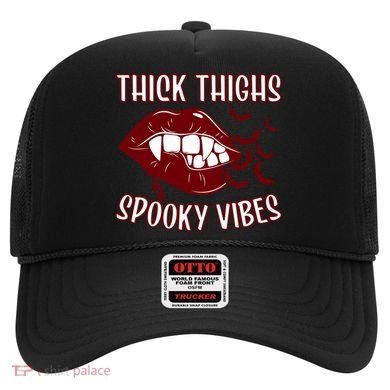 Thick Thighs And Spooky Vibes Vampire Bat Lips Gift Hat