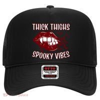 Thick Thighs And Spooky Vibes Vampire Bat Lips Gift Hat thumb 0